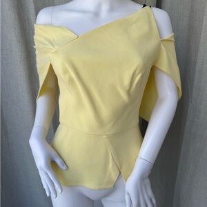 Roland Mouret for Saks Yellow asymmetrical top sz 6